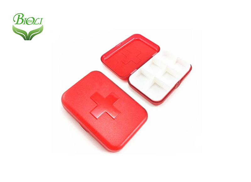 Пластиковый органайзер для таблеток 6 красный прозрачный